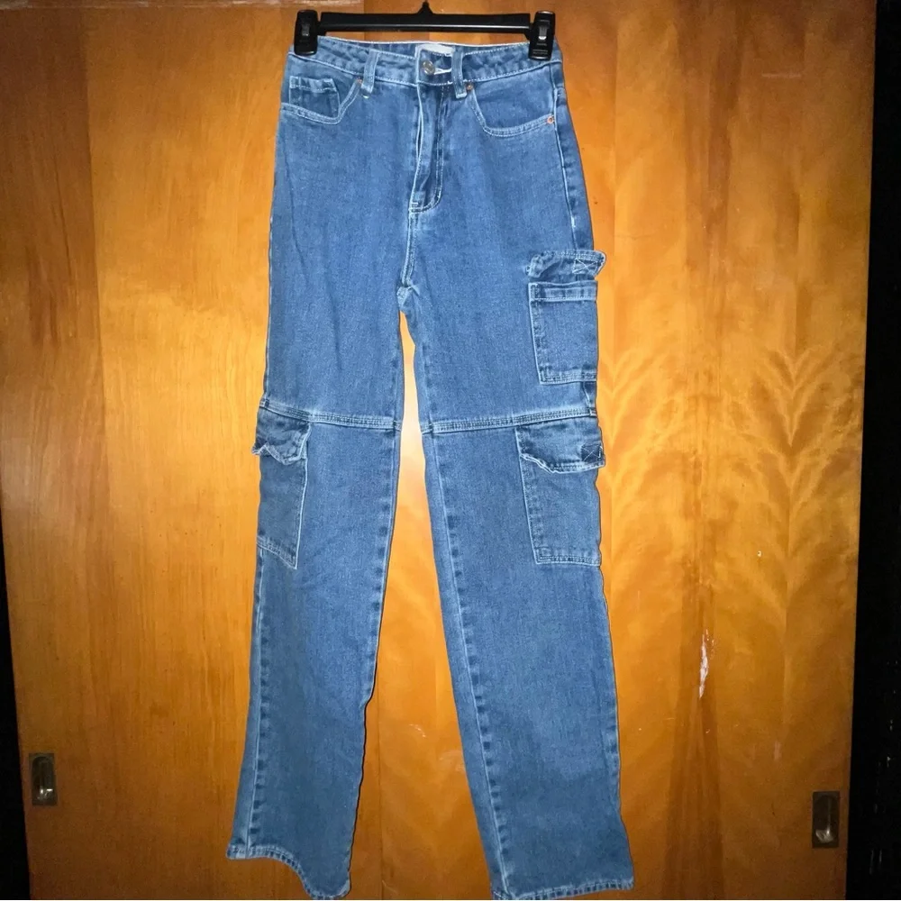 PacSun Dark Blue Cargo Women's Jeans - Picture 3 of 4